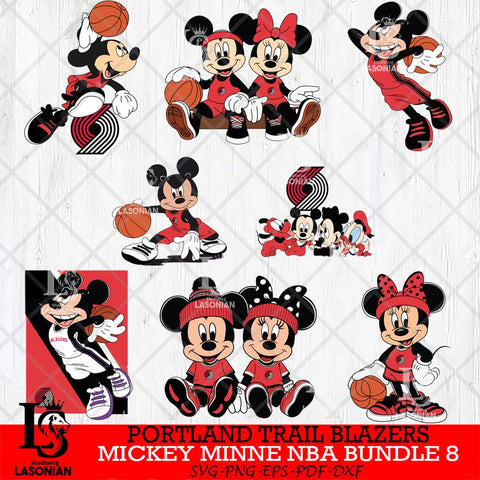 Portland Trail Blazers  Mickey Minne NBA Bundle 8 SVG Svg Eps Dxf Png File, NBA svg, Digital Download, Instant Download