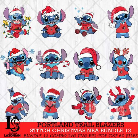 Portland Trail Blazers Stitch Christmas NBA Bundle 12 SVG DXF EPS PNG file,Bundle NBA Svg, Digital download, Cut file
