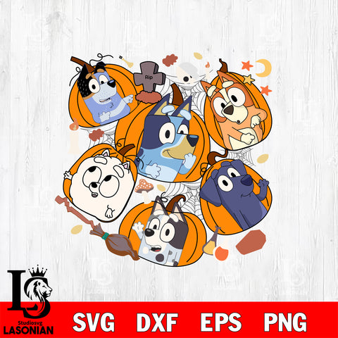 Pumpkin Halloween Bluey and Friends Svg Eps Dxf Png File,Christmas Svg Files,Digital Download ,Instant Download