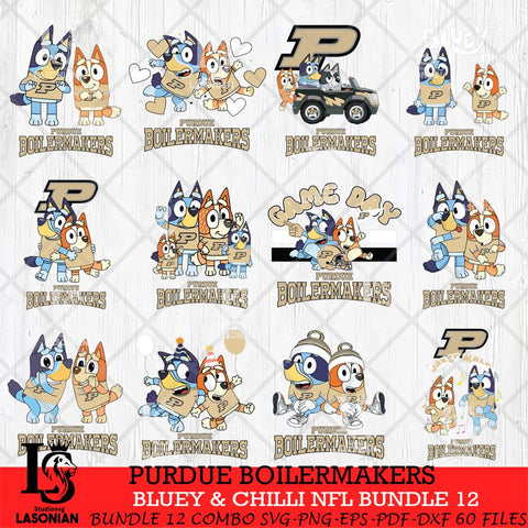 Purdue Boilermakers Bluey & Bingo Bundle 12 SVG Svg Eps Dxf Png File, Bundle NCAA svg, Digital Download, Instant Download