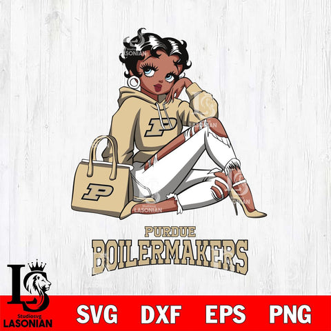 Purdue Boilermakers Awesome Black Fan Girl Betty Boop, Svg Eps Dxf Png File, Digital Download