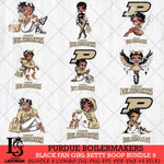 Purdue Boilermakers Black Fan Girl Betty Boop Bundle 9, Svg Eps Dxf Png File, Digital Download