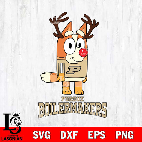 Purdue Boilermakers Bluey Chilli Christmas Deer Svg Eps Dxf Png File, Digital Download