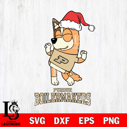 Purdue Boilermakers Bluey Chilli Happy Christmas Svg Eps Dxf Png File, Digital Download