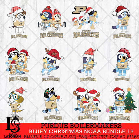 Purdue Boilermakers Bluey Christmas NCAA Bundle 12 Cricut File Cut Files , Bluey Cricut , Christmas Svg , Bluey svg , Digital Download, dxf eps png pdf file