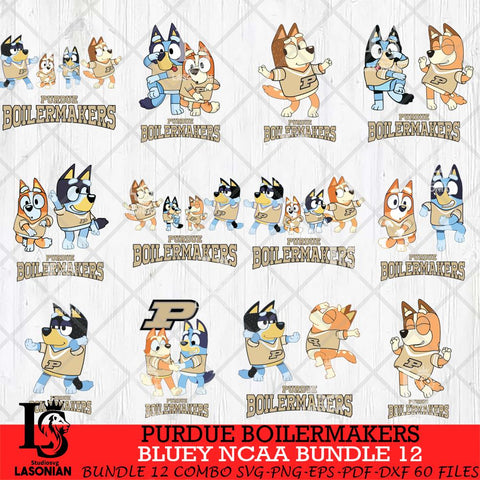 Purdue Boilermakers Bluey Dace Mode NCAA Bundle 12 SVG Eps Dxf Png File, Digital Download, Instant Download