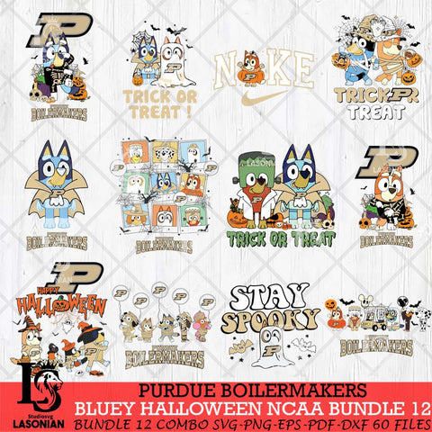 Purdue Boilermakers Bluey Halloween NCAA 12 SVG Eps Dxf Png File, Bundle NCAA svg, Digital Download, Instant Download