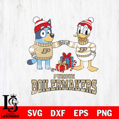 Purdue Boilermakers Bluey With Donald Duck Christmas File Cut, NCAA SVG DXF EPS PNG FILE, Digital Download,Instant Download, Silhouette