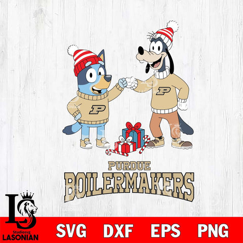 Purdue Boilermakers Bluey With Goofy Christmas File Cut, NCAA SVG DXF EPS PNG FILE, Digital Download,Instant Download, Silhouette