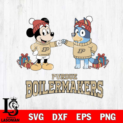 Purdue Boilermakers Bluey With Mickey Christmas File Cut, NCAA SVG DXF EPS PNG FILE, Digital Download,Instant Download, Silhouette