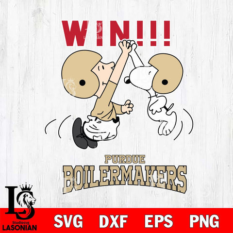 Purdue Boilermakers Charlie Brown and Snoopy Win Svg Eps Dxf Png File, NCAA svg , Digital Download , Instant Download, Cricut File