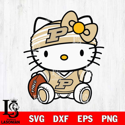 Purdue Boilermakers Cute Hello Kitty Football 12 Svg Eps Dxf Png File, NCAA svg, Digital Download, Instant Download