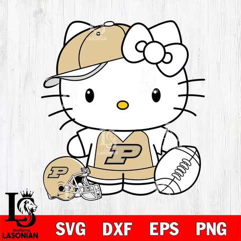 Purdue Boilermakers Cute Hello Kitty Football 4 Svg Eps Dxf Png File, NCAA svg, Digital Download, Instant Download