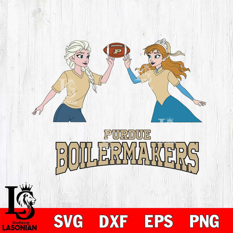 Purdue Boilermakers Elsa & Anna Football Cricut,Christmas SVG DXF EPS PNG FILE, NCAA Digital Download,Instant Download, Silhouette