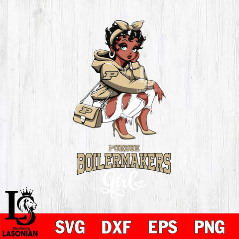 Purdue Boilermakers Fashion Black Fan Girl Betty Boop, Svg Eps Dxf Png File, Digital Download