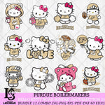 Purdue Boilermakers Hello Kitty Bundle 12 SVG Svg Eps Dxf Png File, Digital Download, Instant Download