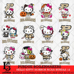 Purdue Boilermakers Hello Kitty Horror NCAA Bundle 12 SVG Svg Eps Dxf Png File, Digital Download