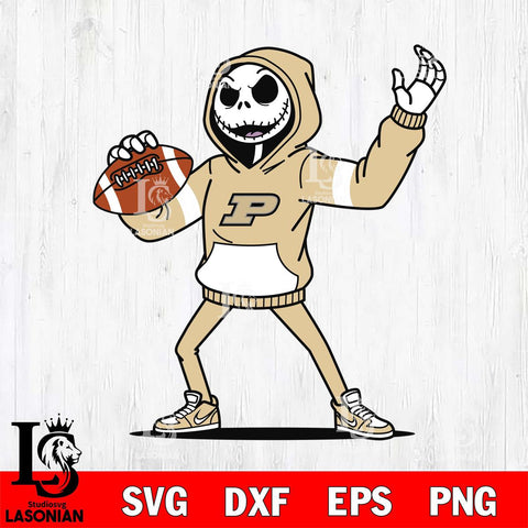 Purdue Boilermakers Jack Skellington Football Christmas File Cut, NCAA SVG DXF EPS PNG FILE, Digital Download , Criucut , Silhouette