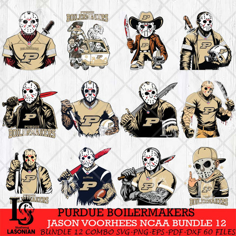 Purdue Boilermakers Jason Voorhees Horror Bundle 12 SVG Eps Dxf Png File, bundle NCAA svg, Digital Download, Instant Download