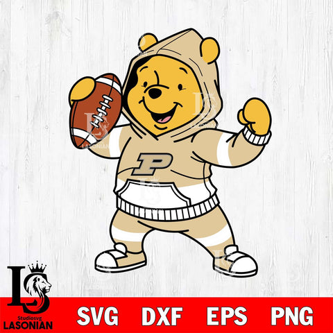 Purdue Boilermakers Winnie The Pooh Disney Football Christmas File Cut, NCAA SVG DXF EPS PNG FILE, Digital Download , Criucut , Silhouette