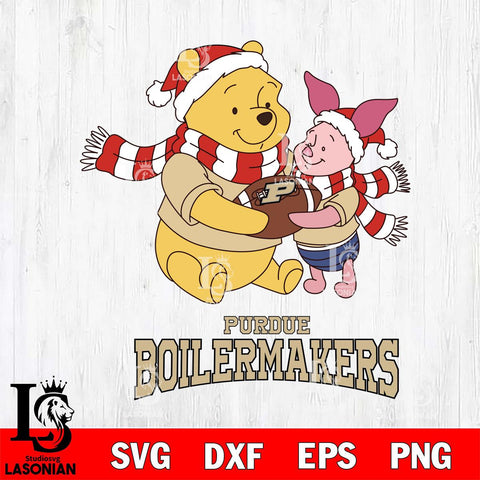 Purdue Boilermakers Winnie the Pooh & Piglet Football Cricut,Christmas SVG DXF EPS PNG FILE, NCAA Digital Download,Instant Download, Silhouette
