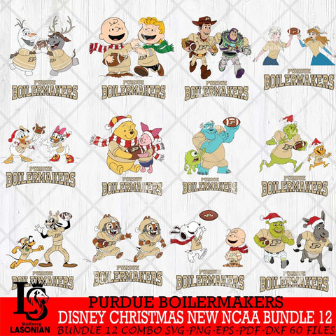 Purdue Boilermakers  Disney Christmas New NCAA Bundle 12 Cricut,Christmas SVG DXF EPS PNG FILE, BUNDLE NCAA Digital Download,Instant Download, Silhouette