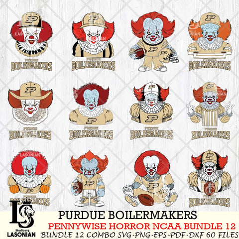 Purdue Boilermakers  Pennywise Horror NCAA Bundle 12 SVG Svg Eps Dxf Png File, Digital Download