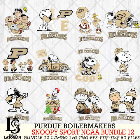 Purdue Boilermakers  Snoopy NCAA Bundle 12 SVG Svg Eps Dxf Png File, Digital Download