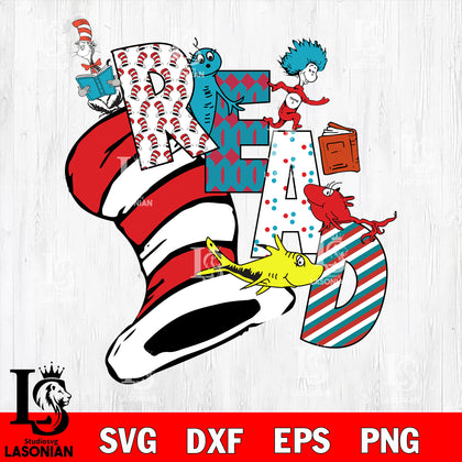 Read Across America Reading File Cut,DR SVG DXF EPS PNG PDF File, Silhouette, Digital Download