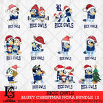 Rice Owls Bluey Christmas NCAA Bundle 12 Cricut File Cut Files , Bluey Cricut , Christmas Svg , Bluey svg , Digital Download, dxf eps png pdf file