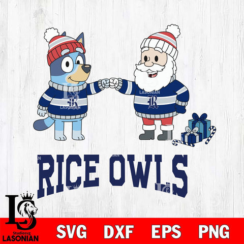 Rice Owls Bluey With Satan Christmas File Cut, NCAA SVG DXF EPS PNG FILE, Digital Download,Instant Download, Silhouette