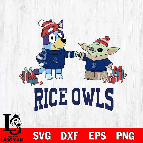 Rice Owls Bluey With Yoda Christmas File Cut, NCAA SVG DXF EPS PNG FILE, Digital Download,Instant Download, Silhouette