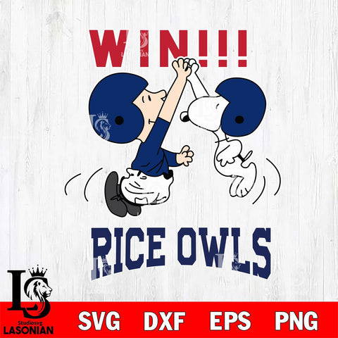 Rice Owls Charlie Brown and Snoopy Win Svg Eps Dxf Png File, NCAA svg , Digital Download , Instant Download, Cricut File