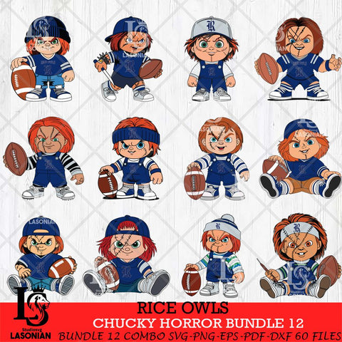 Rice Owls Chucky Horror Bundle 12 SVG Eps Dxf Png File, Bundle NCAA svg, Digital Download, Instant Download