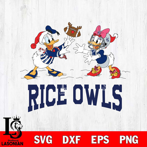 Rice Owls Donald Duck & Daisy Duck Football Cricut,Christmas SVG DXF EPS PNG FILE, NCAA Digital Download,Instant Download, Silhouette