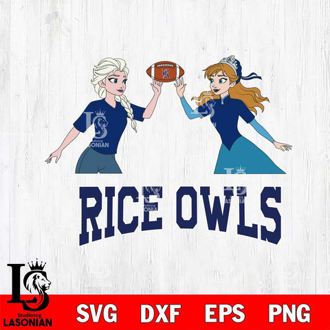 Rice Owls Elsa & Anna Football Cricut,Christmas SVG DXF EPS PNG FILE, NCAA Digital Download,Instant Download, Silhouette