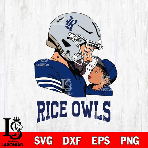 Rice Owls Father And Child Rugby SVG DXF EPS PNG FILE,NCAA SVG, Father day Digital Download,Instant Download, Silhouette