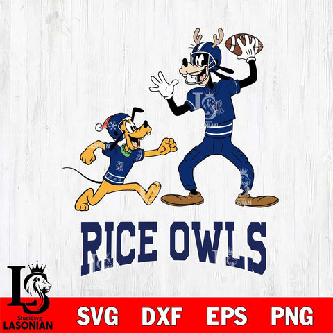 Rice Owls Goofy & Pluto Football Cricut,Christmas SVG DXF EPS PNG FILE, NCAA Digital Download,Instant Download, Silhouette