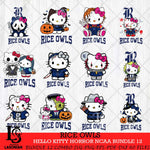 Rice Owls Hello Kitty Horror NCAA Bundle 12 SVG Svg Eps Dxf Png File, Digital Download