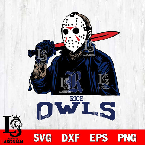 Rice Owls Jason Voorhees Horror Halloween Svg Eps Dxf Png File, NCAA svg, Digital Download, Instant Download