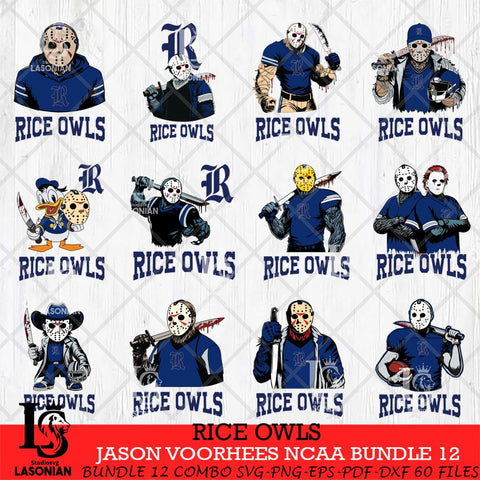 Rice Owls Jason Voorhees NCAA Bundle 12 SVG Svg Eps Dxf Png File, Digital Download