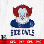 Rice Owls Pennywise Horror Sport 5 Svg Eps Dxf Png File, Digital Download