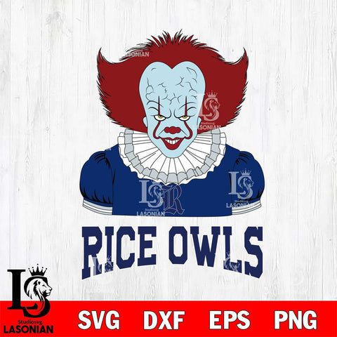 Rice Owls Pennywise Horror Sport 5 Svg Eps Dxf Png File, Digital Download