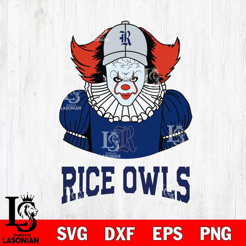 Rice Owls Pennywise Horror Sport 7 Svg Eps Dxf Png File, Digital Download