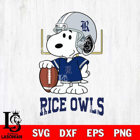 Rice Owls Snoopy Player Football SVG DXF EPS PNG FILE,Snoopy File Cut, NCAA Digital Download,Instant Download,Christmas Silhouette