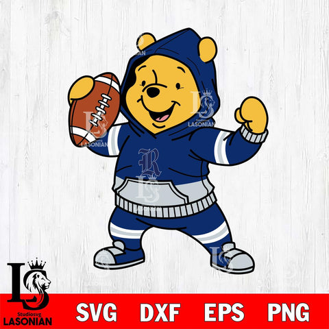 Rice Owls Winnie The Pooh Disney Football Christmas File Cut, NCAA SVG DXF EPS PNG FILE, Digital Download , Criucut , Silhouette