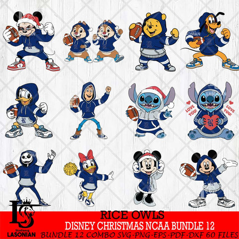 Rice Owls  Disney christmas NCAA Bundle File Cut, Bundle NCAA SVG DXF EPS PNG FILE, Digital Download , Criucut , Silhouette
