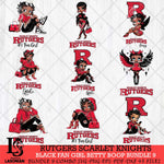 Rutgers Scarlet Knights Black Fan Girl Betty Boop Bundle 9, Svg Eps Dxf Png File, Digital Download