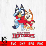 Rutgers Scarlet Knights Bluey & Bingo Svg Eps Dxf Png File, NCAA svg, Digital Download, Instant Download