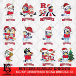 Rutgers Scarlet Knights Bluey Christmas NCAA Bundle 12 Cricut File Cut Files , Bluey Cricut , Christmas Svg , Bluey svg , Digital Download, dxf eps png pdf file